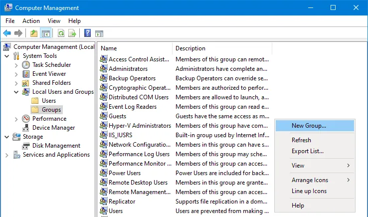 Cómo crear un grupo en Windows 10
