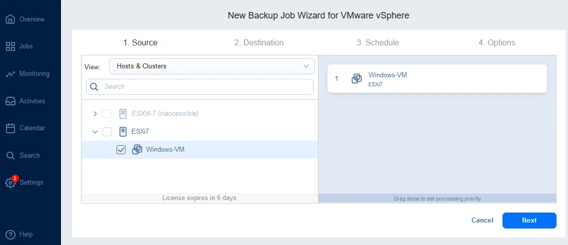 Selecting a VM